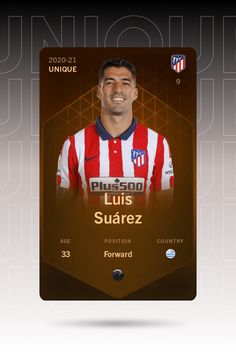 the card features a player's name and number in red, white and blue