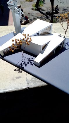 a model of a building on top of a table