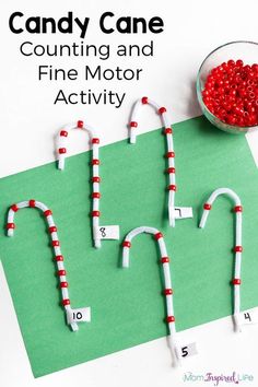 candy cane counting and fine motor activity for kids