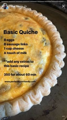 Basic Quiche, Filet Mignon Chorizo, Easy Quiche Recipe, Easy Quiche, Breakfast Quiche Recipes, Quiche Recipes Easy, Purposeful Living, Breakfast Quiche, Quiche Recipe