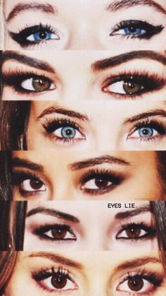 four different pictures of eyes with the words eyes lite written on each eyeliner