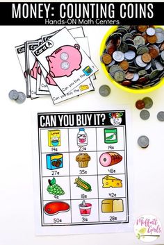 money counting game with coins on the table