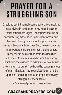 a prayer for a struggling son