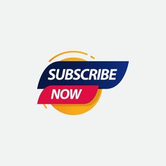 the subscribe now logo is shown in blue, red and yellow colors