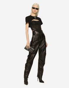 High-waisted leather biker pants: Black High-waisted Zipped pockets Inlay cuts with top-stitched designs Slightly padded sides Partially lined in branded stretch satin jacquard Inner leg: 70 cm Hem: 16.5 cm with zipper Front zipper and hook-and-loop fastening The model is 175 cm tall and wears a size IT 40 Made in Italy Biker Pants, Stretch Satin, Front Zipper, Top Brands, Black Pants, Black Fashion, Zip Pockets, Black Leather, Dolce And Gabbana