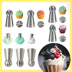 various cupcake decorating tools are shown here