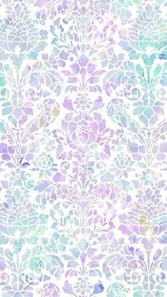 an abstract floral wallpaper pattern in pastel blue, green and purple colors with white background