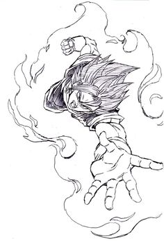 an ink drawing of sonic the hedge from sonic the hedge character series, with flames coming out