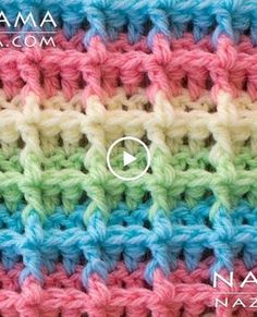 the crochet stitch is being used to make an afghan grannys pattern with yarn