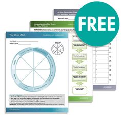 two sheets of paper with the words free on them and an image of a circle