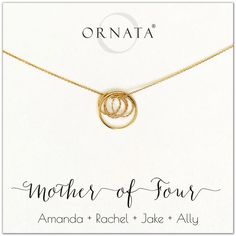 Mother of Four Personalized 14K Gold Filled Necklace – Ornata Heart Shaped Diamond Pendant, Mother Of Four, Pave Heart Necklace, Diamond Circle Necklace, Necklaces Gift, Mother Child, Heart Necklace Diamond, Dainty Gold Necklace, Mothers Necklace