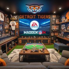 the detroit tigers locker room is filled with memorabilia and sports memorabilia for fans to see