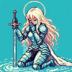 Pixel Characters Design, Pixel Art Knight, Aesthetic Kingdom, Pixel Art Character Design, Knight Woman, Space Creatures, Princess Knight