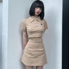 Ootd For Short Hair, Short Hair Fashion, Korean Girl Fashion, Hair Fashion, Kpop Fashion Outfits, 가을 패션, Fashion Design Clothes, Kpop Fashion, Looks Style