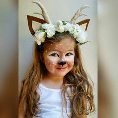 Deer Flower Crown ** Woodland Animal Faun Fawn Floral Headpiece ** With Antlers Best Toddler Costumes, Unique Toddler Halloween Costumes, Carnaval Make-up, Makeup Zombie, Halloween Princess