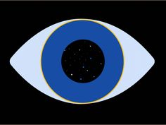 an eye with stars in the sky