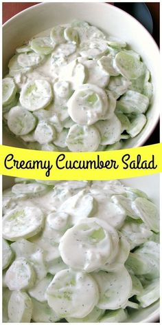 this creamy cucumber salad is made with only three ingredients