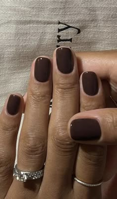 Nail Color Trends 2024 Summer, Summer Dark Nails, Dark Neutral Nails, Short Gel Nails Summer 2024, Natural Gel Nails Ideas Short, Short Fall Nails, Bentuk Alis, Brown Nail Polish, Brown Nail