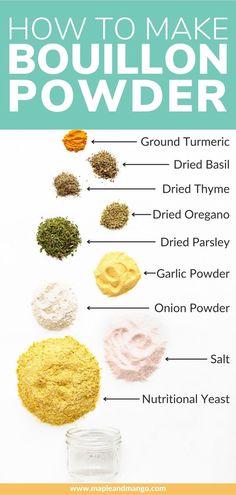 how to make bouilon powder recipe with ingredients labeled in the top and bottom