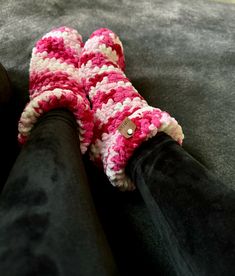 Keep your feet warm and cozy with these fuzzy pink slippers. Made from soft and comfy material, these socks are perfect for lounging around the house or keeping your toes toasty on a chilly day. Roses Au Crochet, Pink Slippers, Fluffy Socks, Comfy Slippers, Comfy Socks, Fuzzy Socks, Pink Socks, Crochet Slippers, Socks And Hosiery