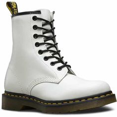 The 1460 Is The Original Dr. Martenss Boot. Its Instantly Recognizable Dna Looks Like This: 8 Eyes, Classic Dr. Martenss Smooth Leather, Grooved Sides, A Heel-Loop, Yellow Stitching, And A Comfortable, Air-Cushioned Sole.Original 8-Eye BootBuilt On The Iconic Dr. Martenss Air-Cushioned Sole, Which Is Oil And Fat Resistant With Good Abrasion And Slip ResistanceAirwairs Original Signature Leather: A Firm, Finished Leather With A Smooth, Semi Bright Appearance.Sku: R11822100FemaleAdult White Doc Martens, Dr Martens Outfit, Timberland Boots Outfit, Timberland Waterproof Boots, Short Booties, Doc Martens Boots, Lace Booties, Patent Boots, Yellow Boots