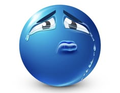 a blue emoticive face with eyes and nose