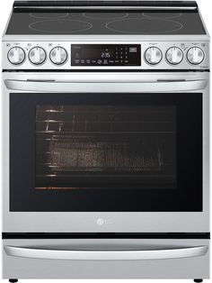 an oven with the door open and it's light on, in front of a white background