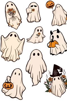 halloween ghost cliparts with pumpkins and jack - o'- lanternes