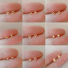 Baby Girl Gold Jewellery, Gold Ear Tops Design, Baby Earrings Gold Indian, Simple Jewelry Earrings, Gold Studs Earrings, Ear Piercing Jewelry, Moon Earring