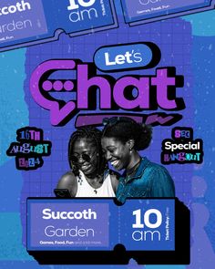 the poster for let's chat with two women smiling and looking at each other