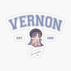 the veronon sticker is shown in blue and has an anime character on it