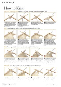 the instructions for how to crochet with yarn and knitting needles, including two rows of