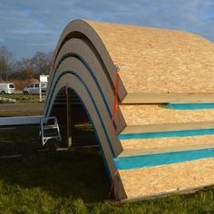 an outdoor swimming pool made out of plywood