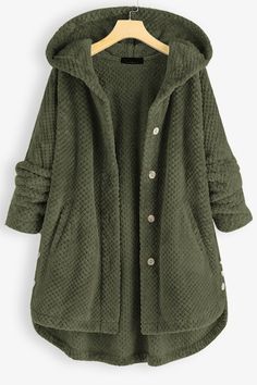 Plus Size Women's Green Winter Hooded Coat.PRODUCT DETAILSSKU: FF1500.Available In Burgundy, Dark Green, White, Dark Navy, Grey.Round Neck.Long Sleeves.Polyester. Oversized Winter Coat, Winter Fashion Jackets, Mode Tips, Fluffy Jacket, Hooded Winter Coat, Warm Cardigan, Outwear Women, Hoodie Coat, Fleece Coat