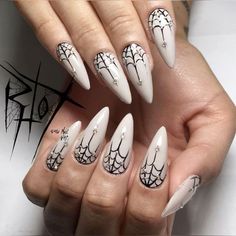 Spiderweb Nails, Ugly Nails, Spider Nails, Nails Pumpkin, Ghost Nails, Nails Kids, Horror Nails