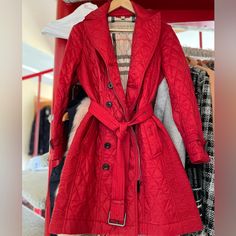 Reposhing This Item I Purchased From @Minromano. Loved It, But It Was Too Small And Ready To Rotate For Something New. Questions? Leave A Comment Below! Coat With Belt, Burberry Jacket, Something New, Trench Coat, Burberry, Jackets & Coats, Jackets For Women, Red, Color