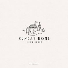 the logo for sunday home is shown in black and white, with an image of a house