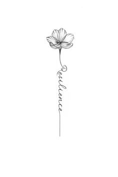 a drawing of a flower with the word love written in cursive writing on it