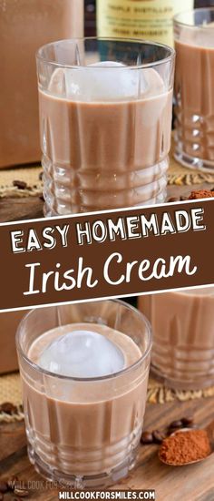 three glasses filled with homemade irish cream