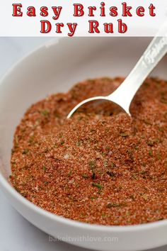 A bowl of combined brisket dry rub spices for an amazingly tasty seasoning mix ready to use on your next beef brisket.