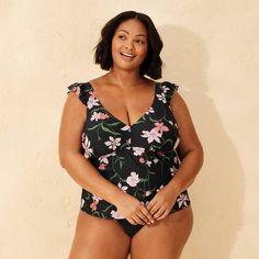 Bring a flash of floral style to the beach with this Ruffle Plunge Tankini Top from Shade & Shore™. Made from soft, stretchy fabric with partial lining, this tricot swim top is adorned with a multicolor floral pattern for a charming look. The sleeveless, pullover tankini top is designed with a plunging neckline along with ruffled accents on the shoulders to elevate your sassy summer style. Shade & Shore™: Made for the sun & fit for fun. Tankini Swimsuit Top, Sleeveless Pullover, Swimsuit Shops, Floral Style, Swimwear Fashion, Tankini Top, Swimsuit Tops, Swim Top, Plunging Neckline