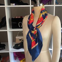 Hermes Chiquier Silk Scarf 90cm 100 Soie (Silk) Authenticated By Poshmark By Artist Pierre Pron Hermes Accessories, Friday Sale, Black Friday Sale, Flash Sale, Silk Scarf, Scarf Wrap, Red Blue, Red And Blue, Black Friday