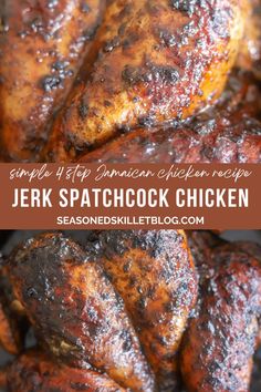 Jerk Spatchcock Chicken Jerk Chicken Breast Recipe, Spatchcock Chicken Grilled, Jerk Chicken Breast, Oven Bbq Chicken, Butterfly Chicken, Cook A Whole Chicken, Smoked Chicken Recipes, Smoked Whole Chicken, Caribbean Dishes