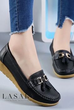 Lasaky - Premium Leather Flat-Heeled Shoes featuring Luxurious Soft Soles Leather Flats Women, Comfortable Loafers, Spring Flats, Moccasins Shoes, Leather Moccasins, Casual Flat Shoes, Womens Ballet Flats, Casual Loafers, Casual Flats