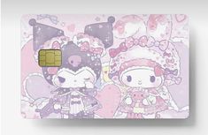 a pink card with two cartoon characters on it