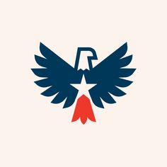 an eagle with a star on it's wings and the letter p in the middle