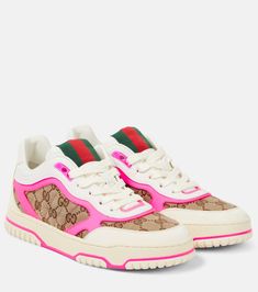 Gucci Re-Web leather sneakers in white - Gucci | Mytheresa Gucci Sneakers Women, Sneakers Gucci, Spring Sunglasses, Minimal Shoes, Gucci Shoes Sneakers, Bridal Bag, Gucci Sneakers, Luxury Crossbody, Sneakers Women