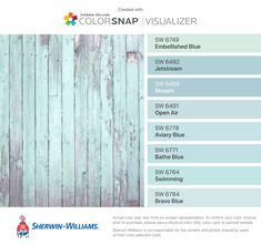 the color chart for colorsnap visualizer, which includes blue and green paint