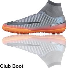 a pair of soccer shoes with the word club boot on it's soles