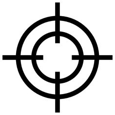 a black and white image of a cross in the middle of a circle with two intersecting lines